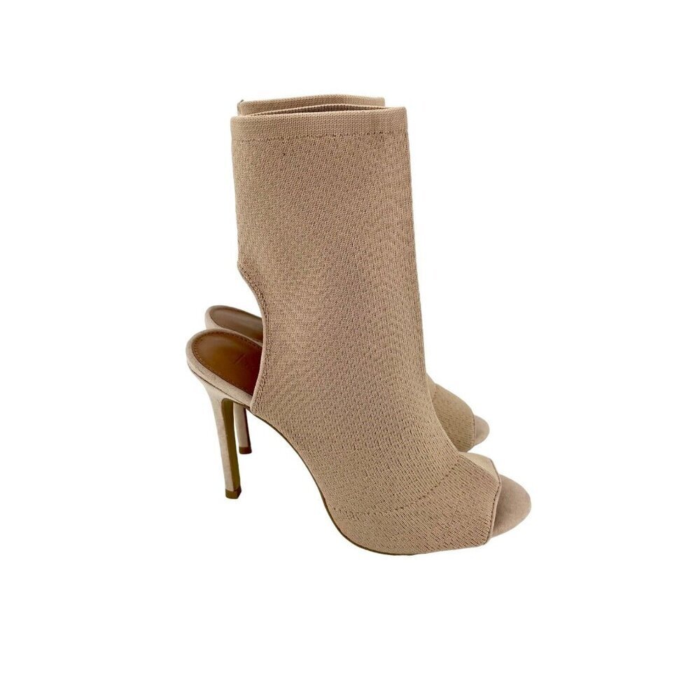 Topshop Ankle Boots Beige Open Toe Sock Booties SZ 38 EU - 7.5 US New - Picture 6 of 10